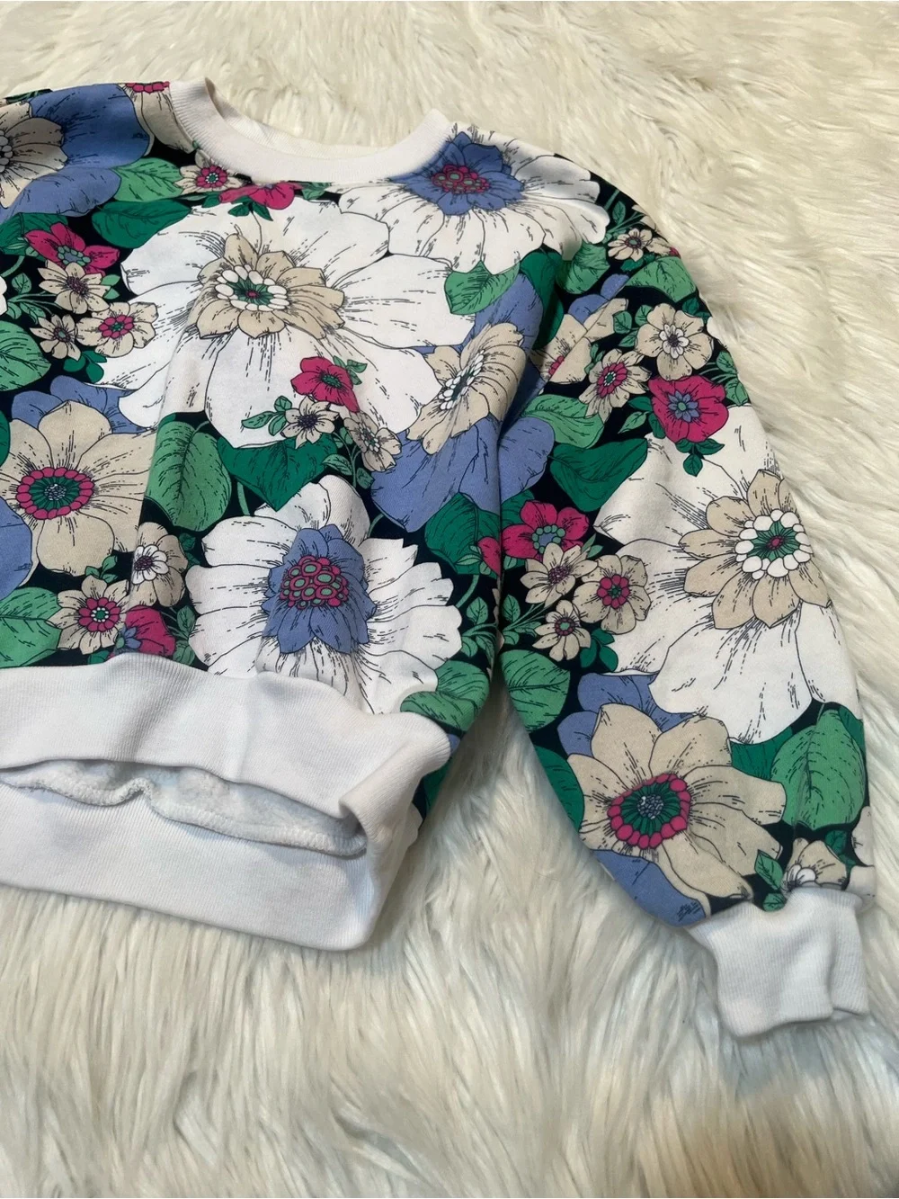 Gap Kids Sweatshirt Fashion Crewneck New Off White Floral M 8